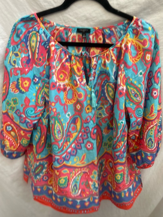Talbots Tops - Talbots Turquoise Multicolor Paisley Peasant Blouse